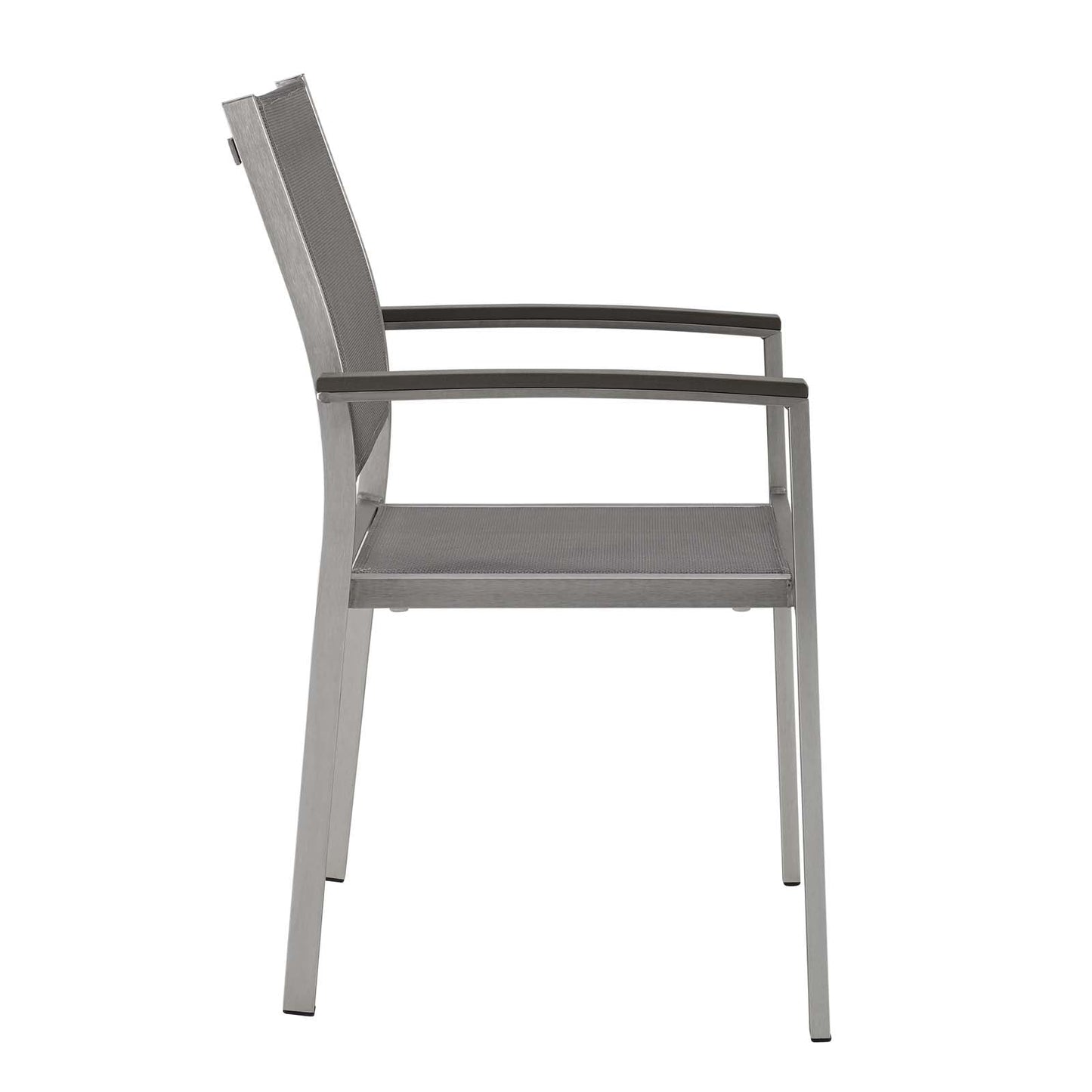 Shore Outdoor Patio Aluminum Dining Chair Silver Gray EEI-2272-SLV-GRY