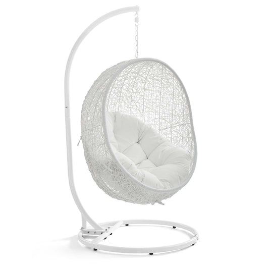 Hide Outdoor Patio Swing Chair With Stand White EEI-2273-WHI-WHI