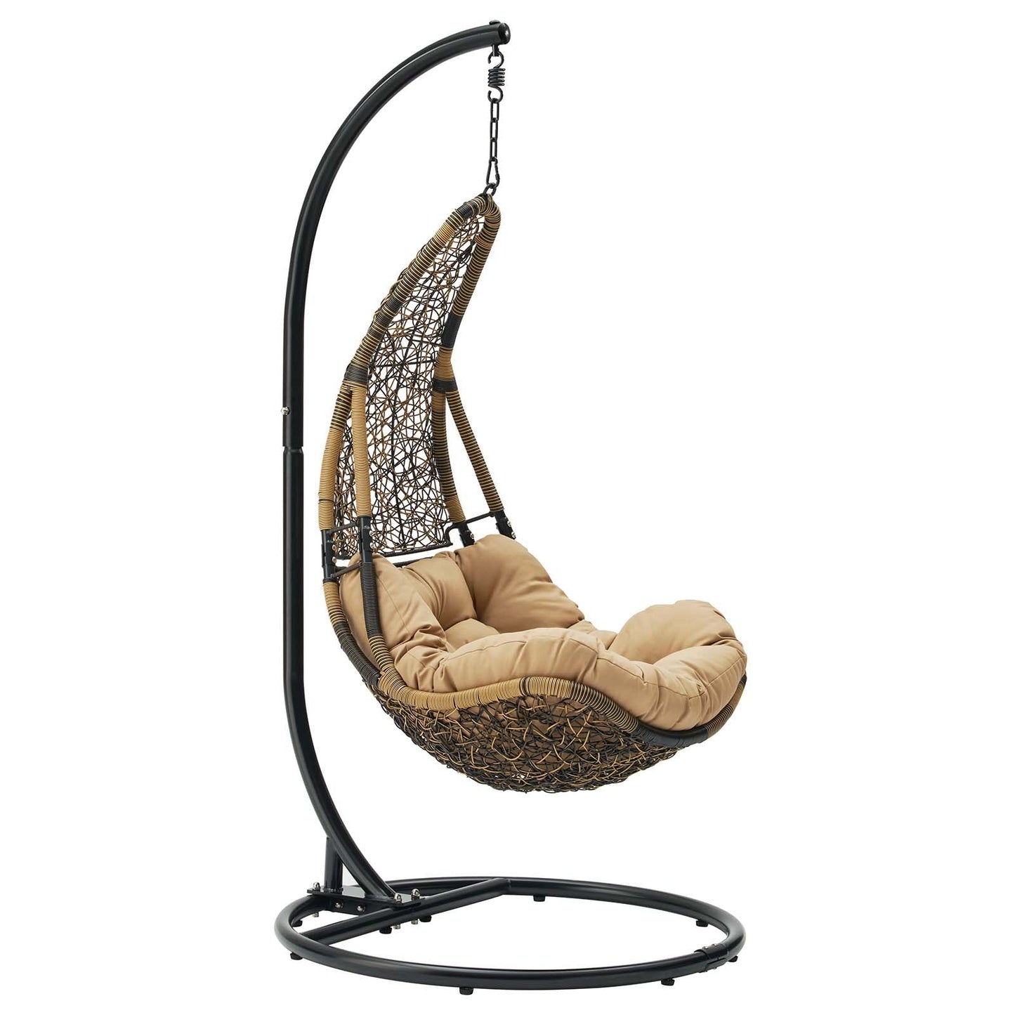 Abate Wicker Rattan Outdoor Patio Swing Chair Black Mocha EEI-2276-BLK-MOC-SET