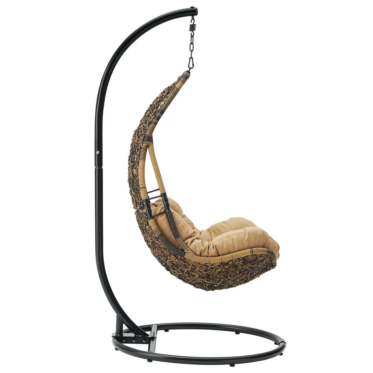 Abate Wicker Rattan Outdoor Patio Swing Chair Black Mocha EEI-2276-BLK-MOC-SET