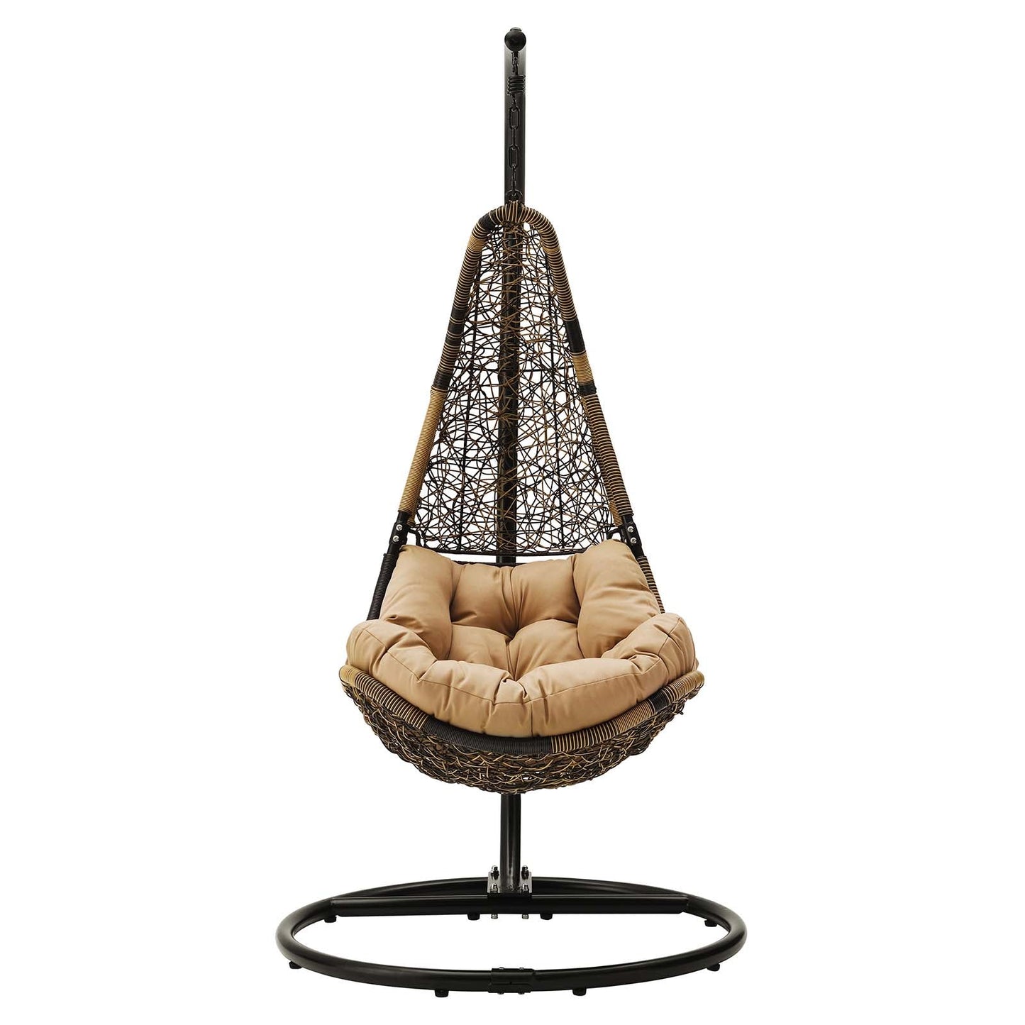 Abate Wicker Rattan Outdoor Patio Swing Chair Black Mocha EEI-2276-BLK-MOC-SET