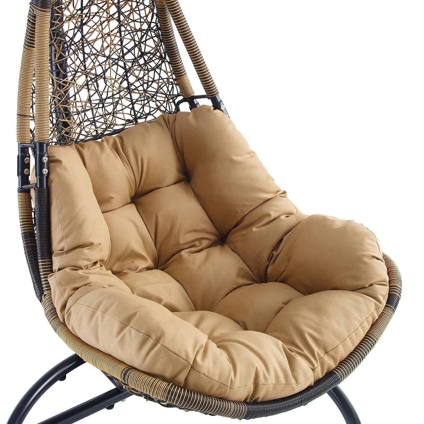 Abate Wicker Rattan Outdoor Patio Swing Chair Black Mocha EEI-2276-BLK-MOC-SET