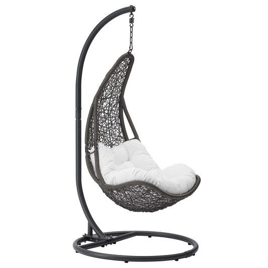 Abate Wicker Rattan Outdoor Patio Swing Chair Gray White EEI-2276-GRY-WHI-SET