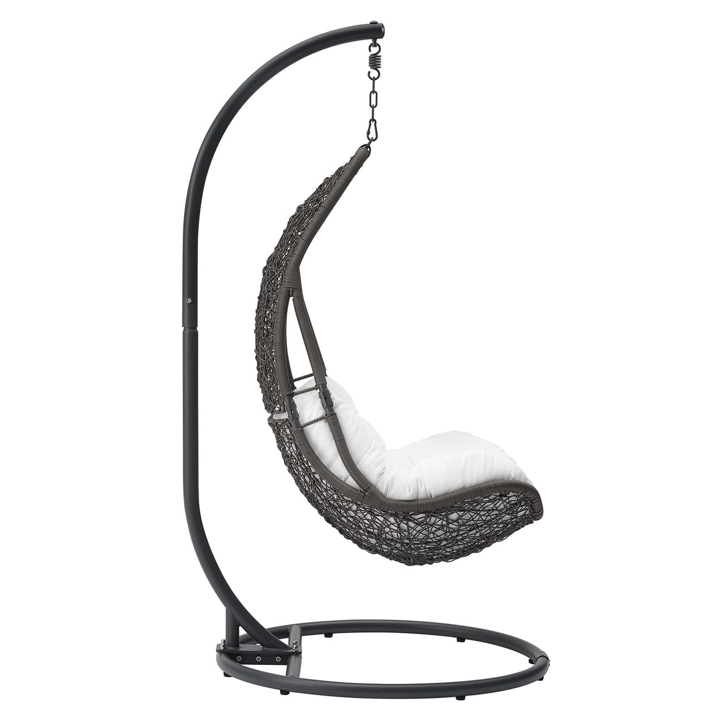 Abate Wicker Rattan Outdoor Patio Swing Chair Gray White EEI-2276-GRY-WHI-SET