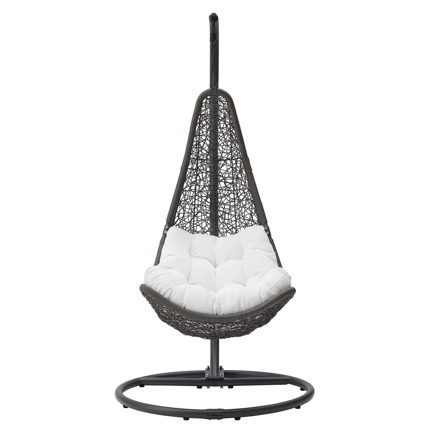 Abate Wicker Rattan Outdoor Patio Swing Chair Gray White EEI-2276-GRY-WHI-SET