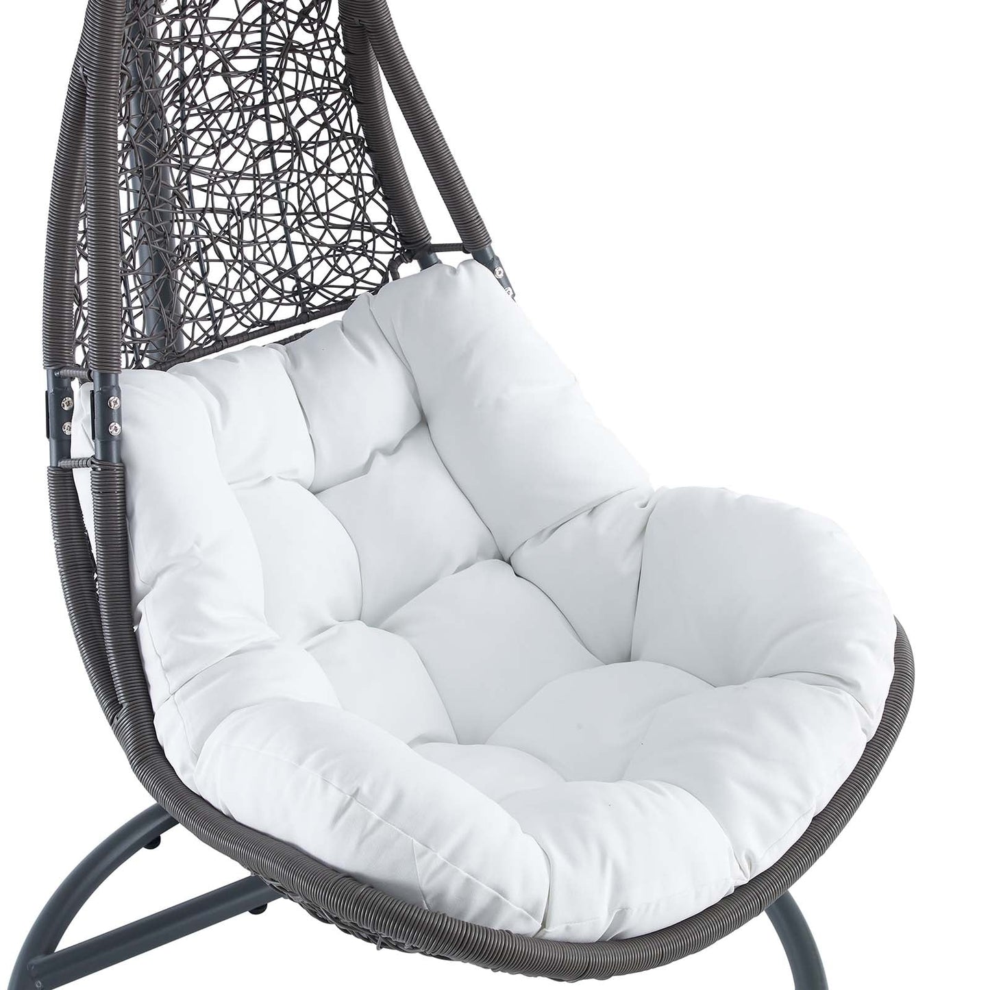 Abate Wicker Rattan Outdoor Patio Swing Chair Gray White EEI-2276-GRY-WHI-SET