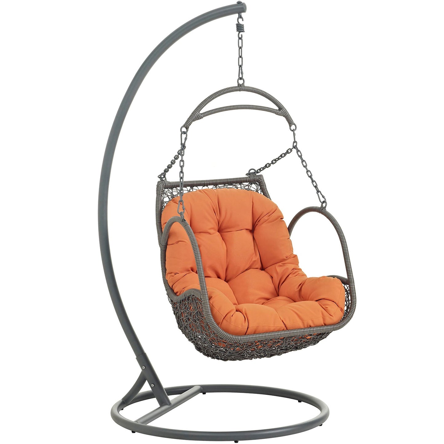 Arbor Outdoor Patio Wood Swing Chair Orange EEI-2279-ORA-SET