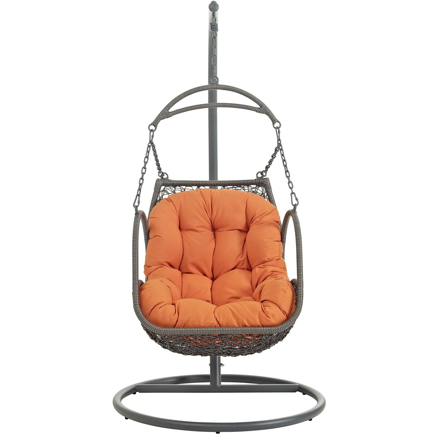 Arbor Outdoor Patio Wood Swing Chair Orange EEI-2279-ORA-SET