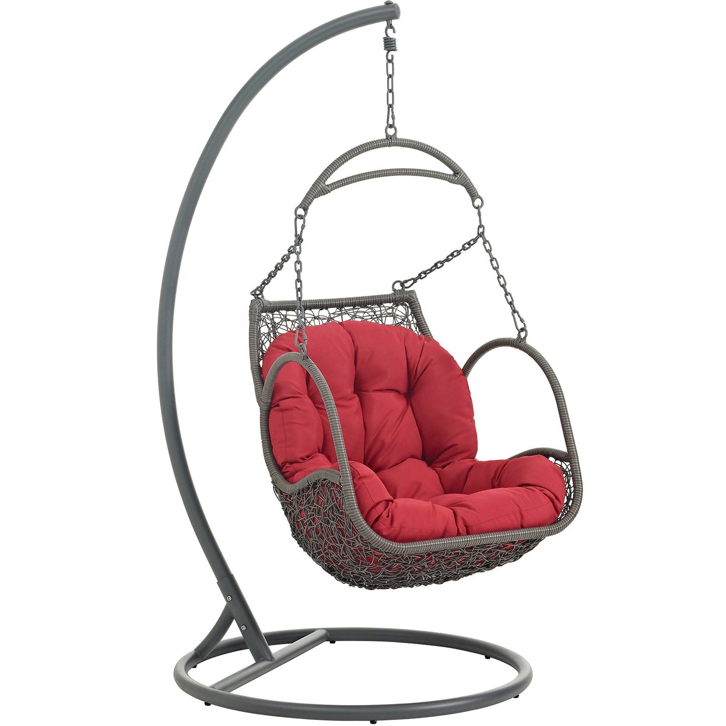 Arbor Outdoor Patio Wood Swing Chair Red EEI-2279-RED-SET