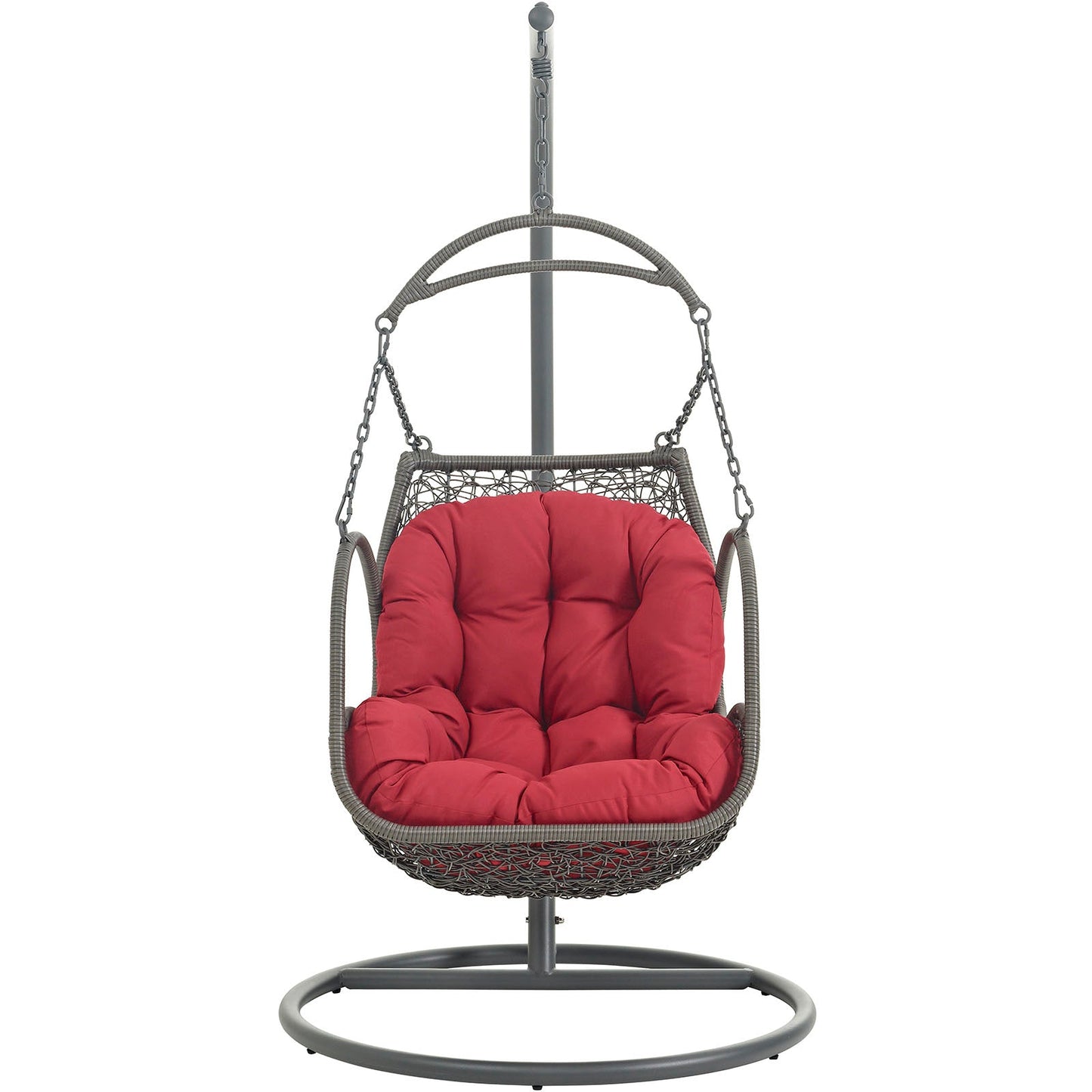 Arbor Outdoor Patio Wood Swing Chair Red EEI-2279-RED-SET