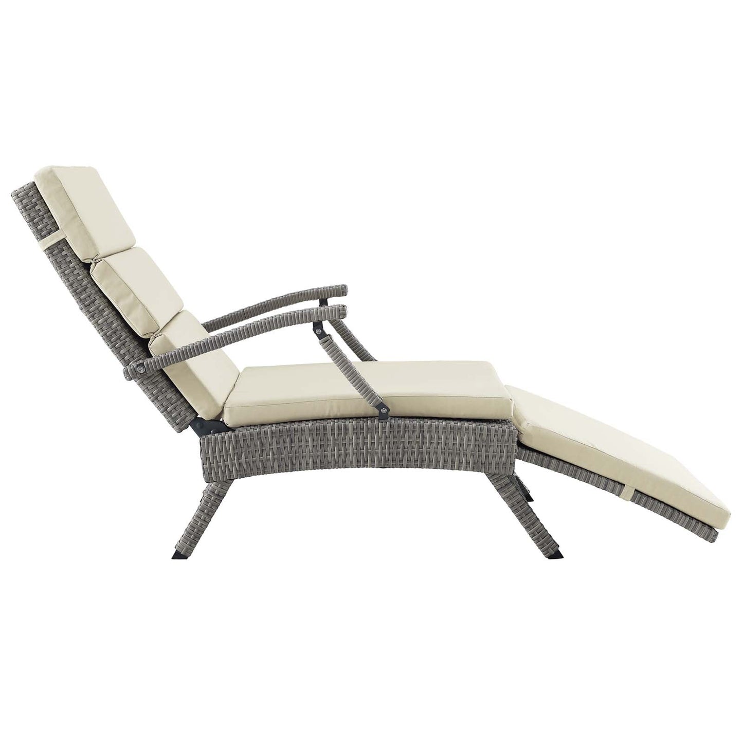 Envisage Chaise Outdoor Patio Wicker Rattan Lounge Chair Light Gray Beige EEI-2301-LGR-BEI