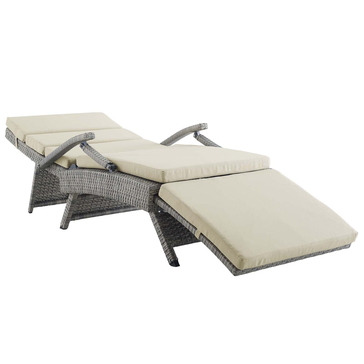 Envisage Chaise Outdoor Patio Wicker Rattan Lounge Chair Light Gray Beige EEI-2301-LGR-BEI