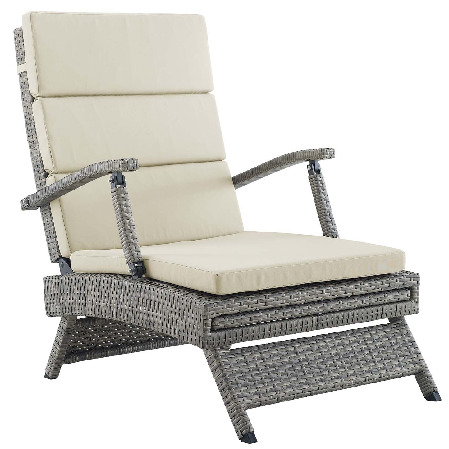 Envisage Chaise Outdoor Patio Wicker Rattan Lounge Chair Light Gray Beige EEI-2301-LGR-BEI