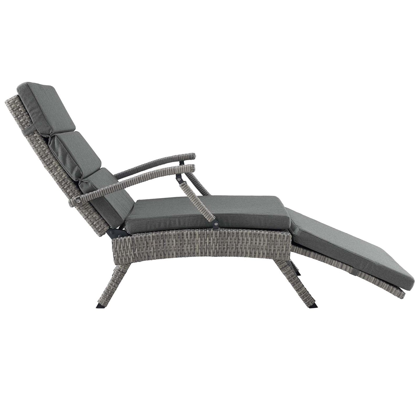 Envisage Chaise Outdoor Patio Wicker Rattan Lounge Chair Light Gray Charcoal EEI-2301-LGR-CHA