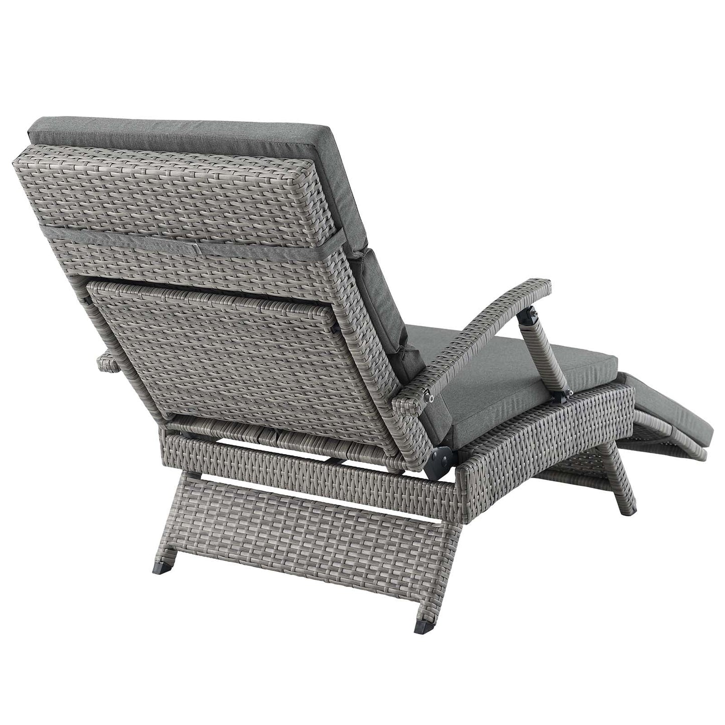 Envisage Chaise Outdoor Patio Wicker Rattan Lounge Chair Light Gray Charcoal EEI-2301-LGR-CHA