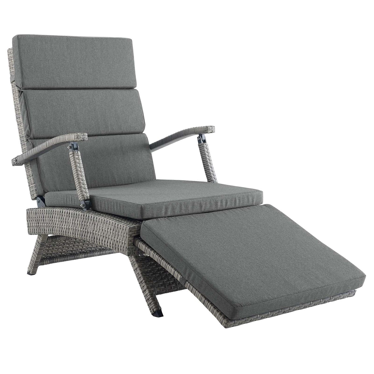 Envisage Chaise Outdoor Patio Wicker Rattan Lounge Chair Light Gray Charcoal EEI-2301-LGR-CHA