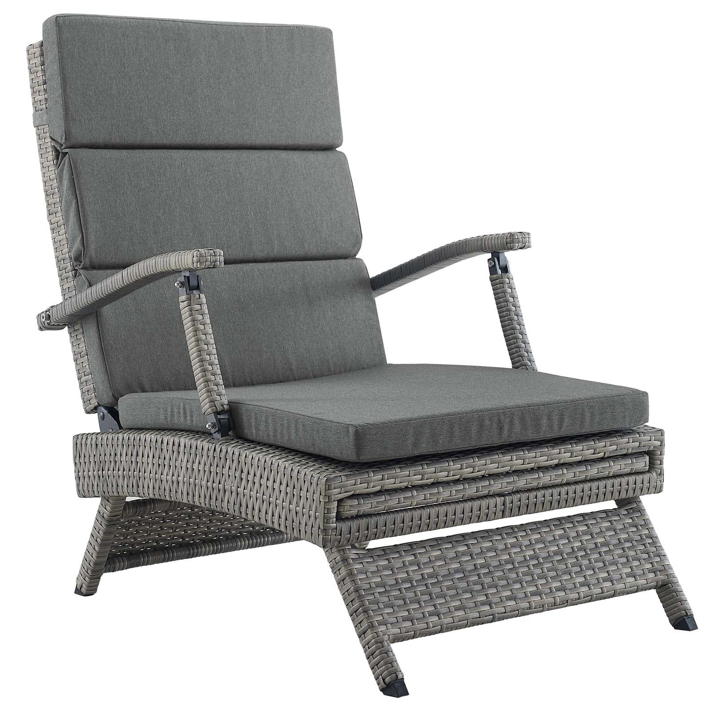 Envisage Chaise Outdoor Patio Wicker Rattan Lounge Chair Light Gray Charcoal EEI-2301-LGR-CHA