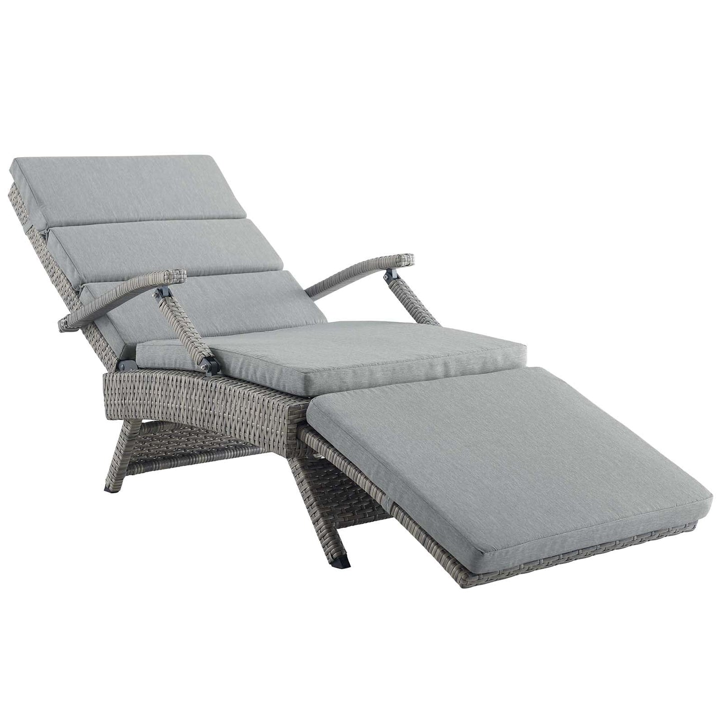 Envisage Chaise Outdoor Patio Wicker Rattan Lounge Chair Light Gray Gray EEI-2301-LGR-GRY