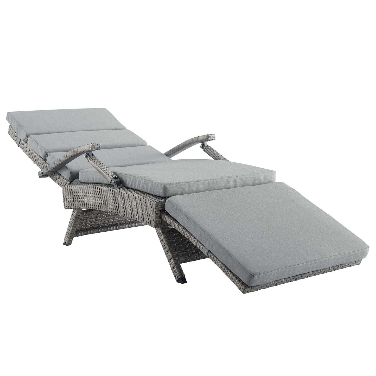 Envisage Chaise Outdoor Patio Wicker Rattan Lounge Chair Light Gray Gray EEI-2301-LGR-GRY