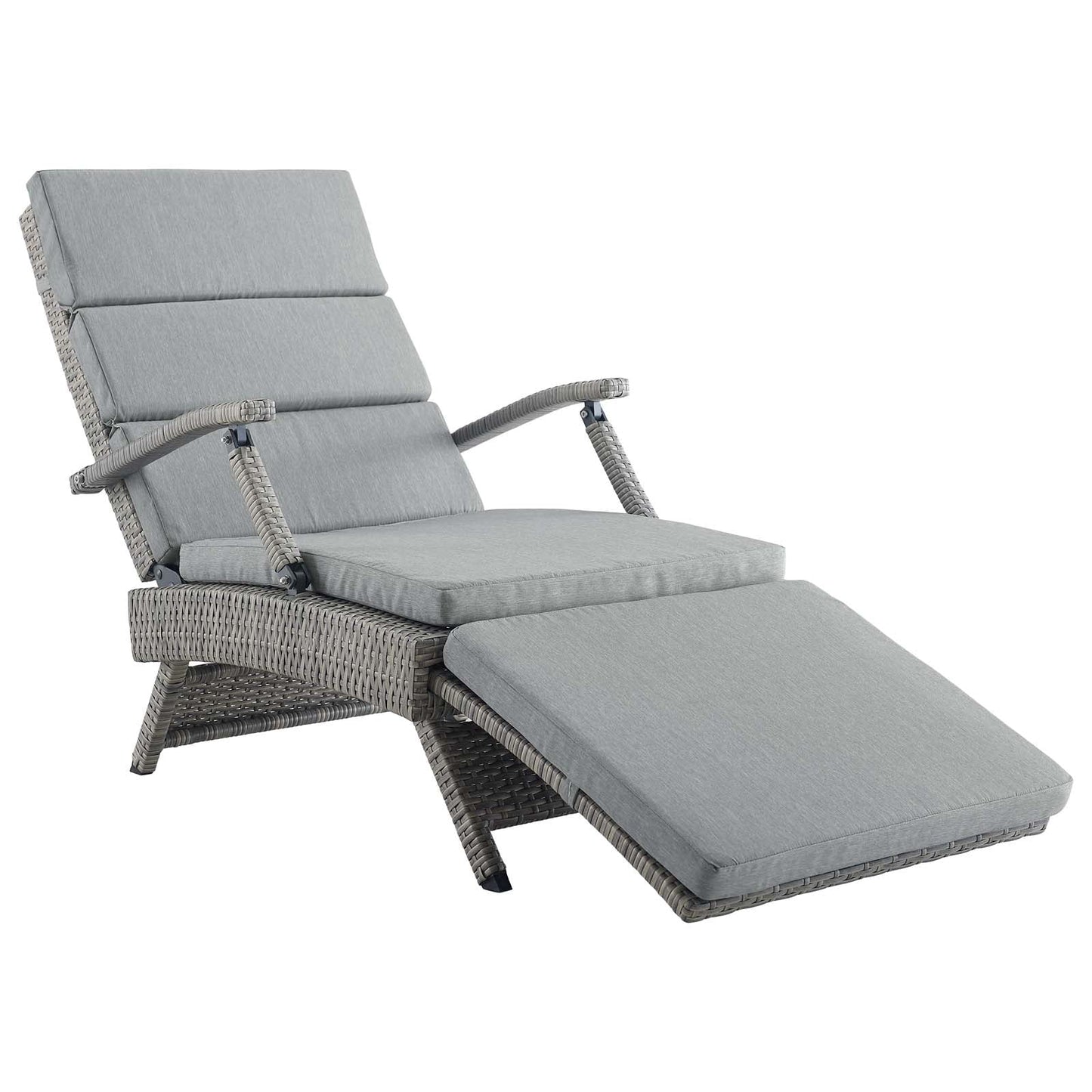 Envisage Chaise Outdoor Patio Wicker Rattan Lounge Chair Light Gray Gray EEI-2301-LGR-GRY