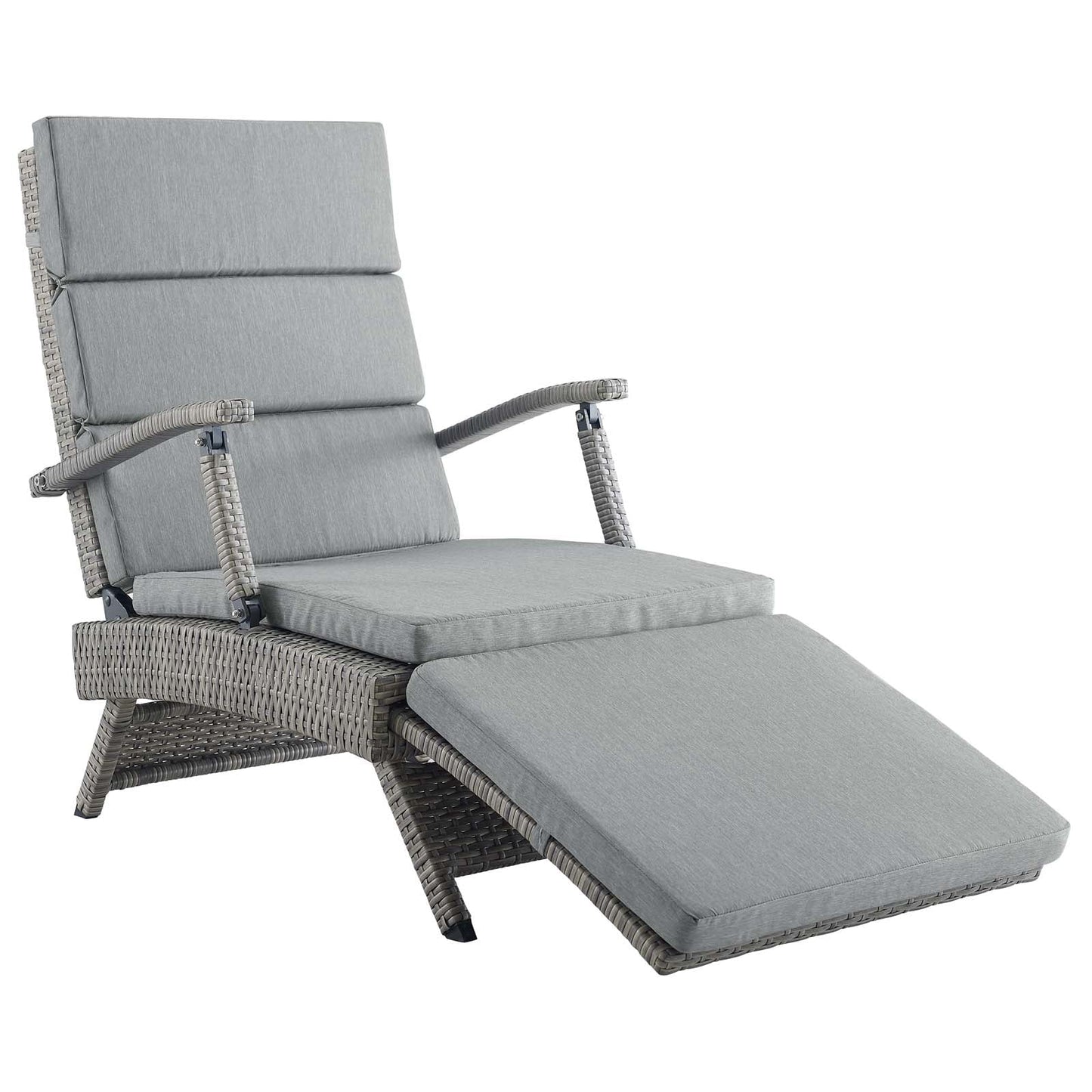 Envisage Chaise Outdoor Patio Wicker Rattan Lounge Chair Light Gray Gray EEI-2301-LGR-GRY