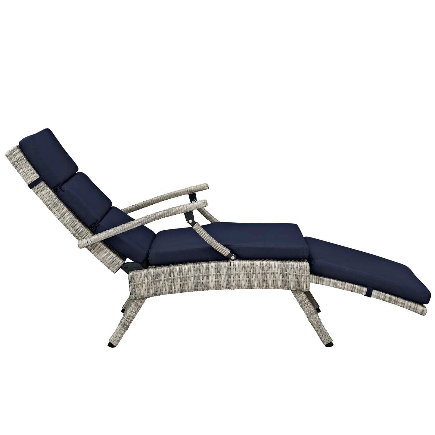 Envisage Chaise Outdoor Patio Wicker Rattan Lounge Chair Light Gray Navy EEI-2301-LGR-NAV