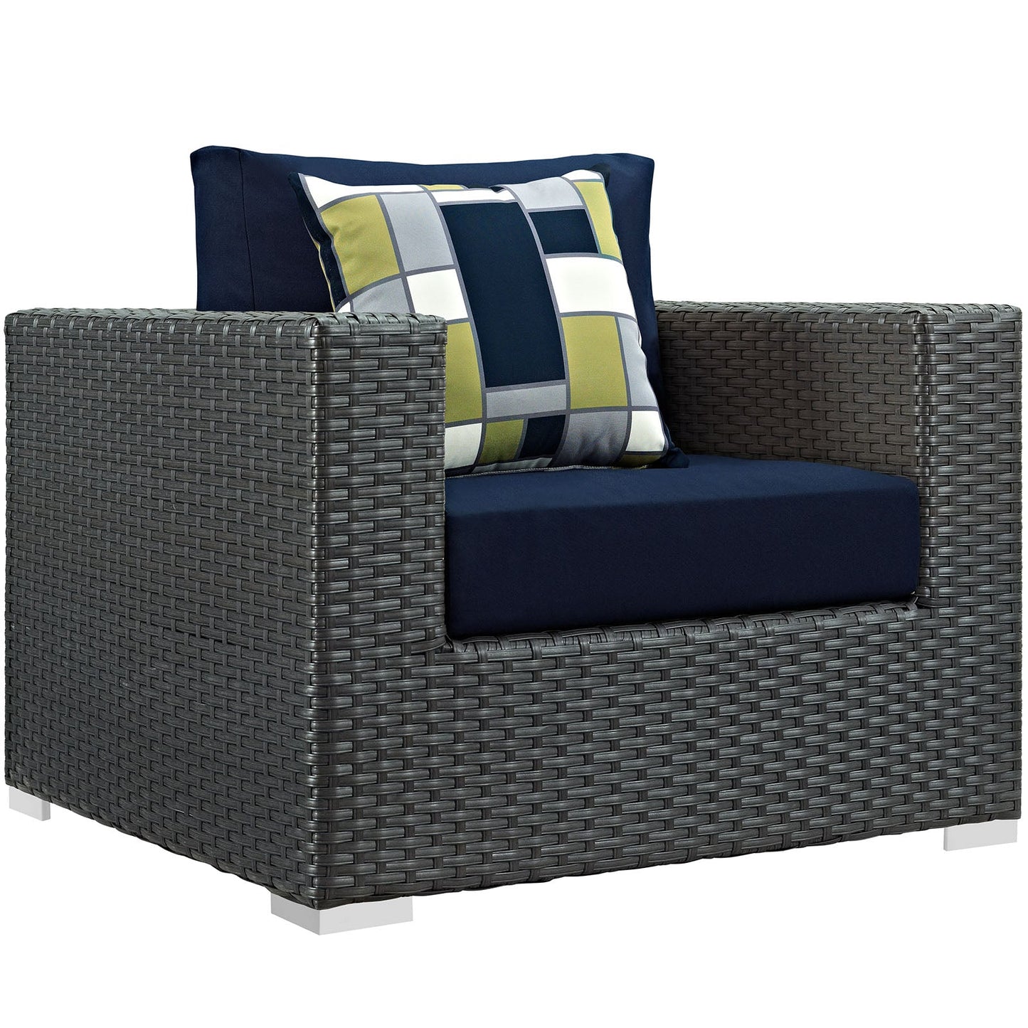 Sojourn 3 Piece Outdoor Patio Sunbrella® Sectional Set Canvas Navy EEI-2386-CHC-NAV-SET