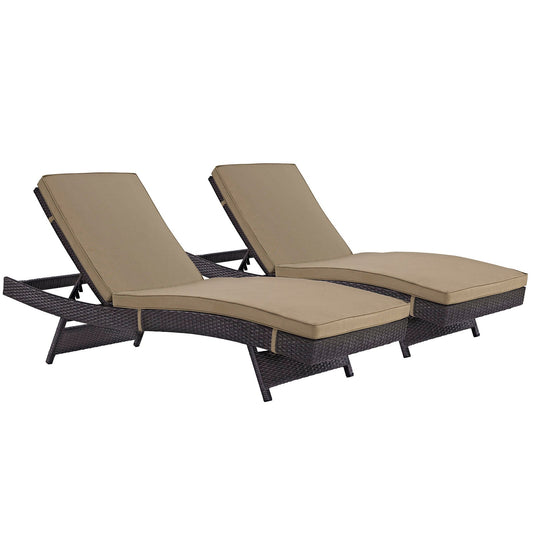 Convene Chaise Outdoor Patio Set of 2 Espresso Mocha EEI-2428-EXP-MOC-SET