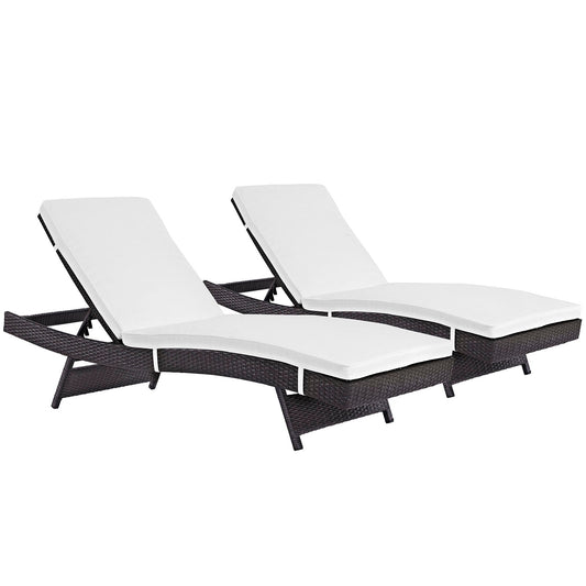 Convene Chaise Outdoor Patio Set of 2 Espresso White EEI-2428-EXP-WHI-SET