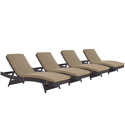 Convene Chaise Outdoor Patio Set of 4 Espresso Mocha EEI-2429-EXP-MOC-SET