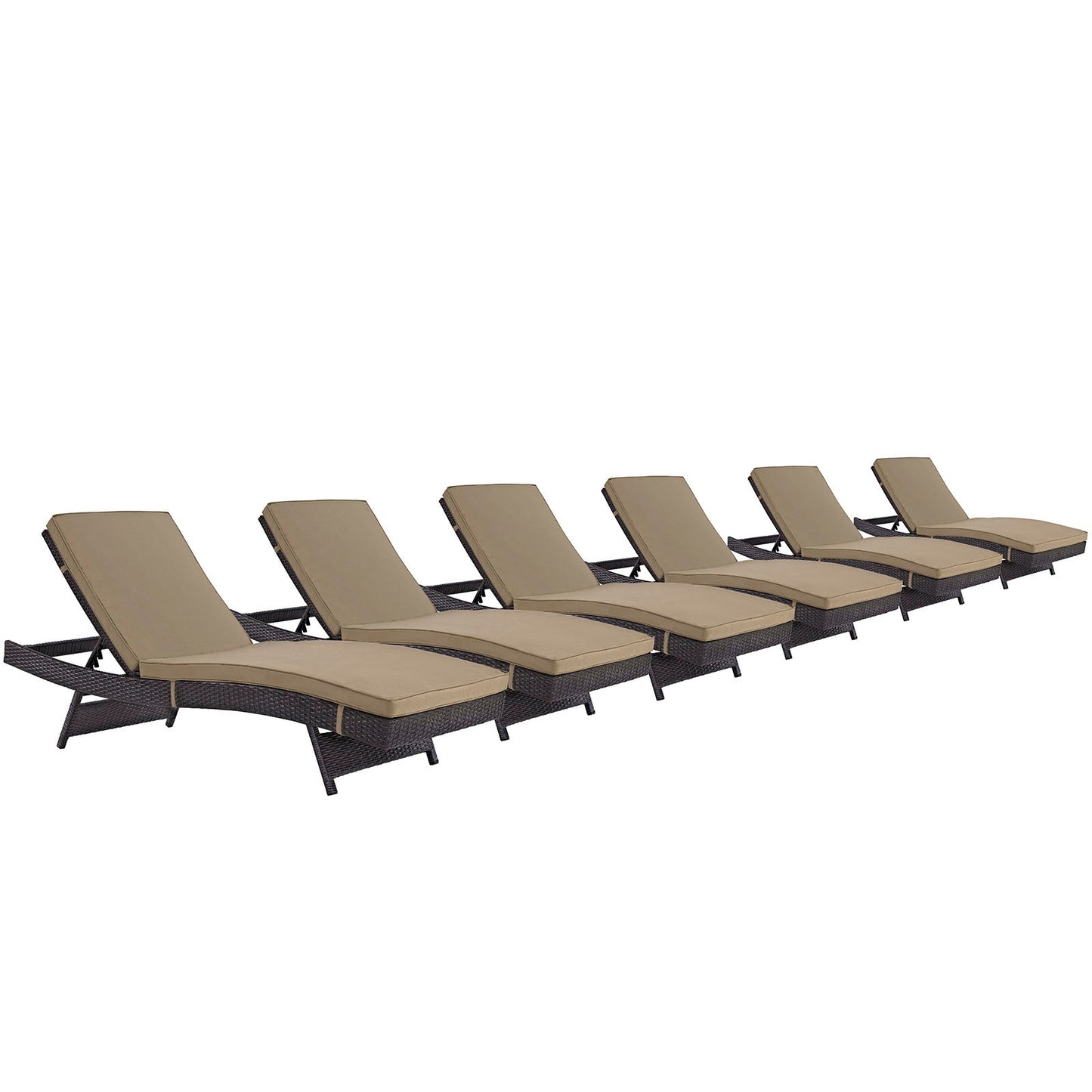 Convene Chaise Outdoor Patio Set of 6 Espresso Mocha EEI-2430-EXP-MOC-SET