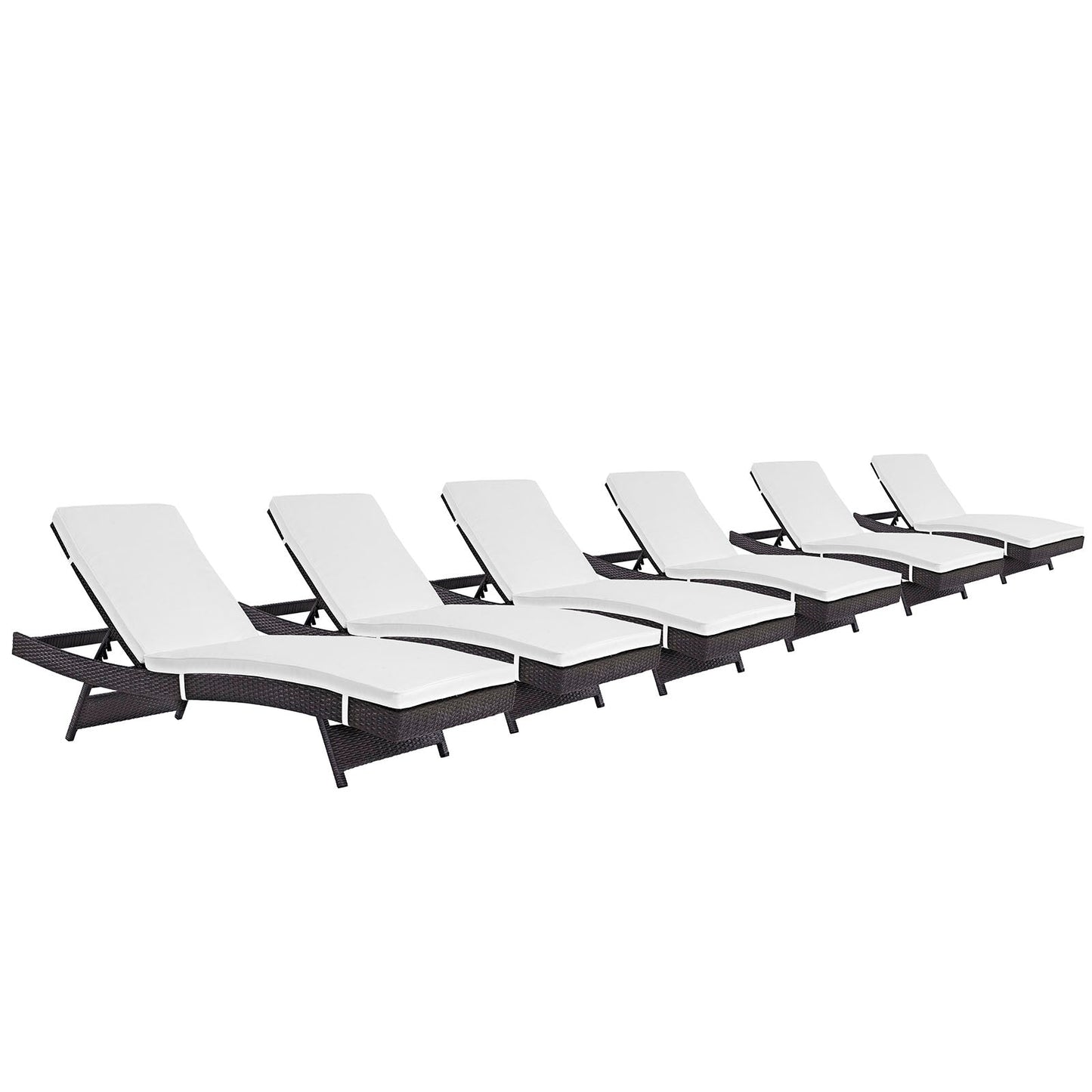 Convene Chaise Outdoor Patio Set of 6 Espresso White EEI-2430-EXP-WHI-SET