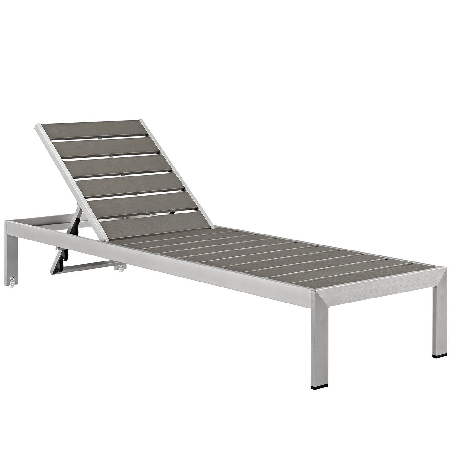 Shore 3 Piece Outdoor Patio Aluminum Set Silver Gray EEI-2466-SLV-GRY-SET