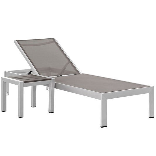 Shore 2 Piece Outdoor Patio Aluminum Set Silver Gray EEI-2470-SLV-GRY-SET