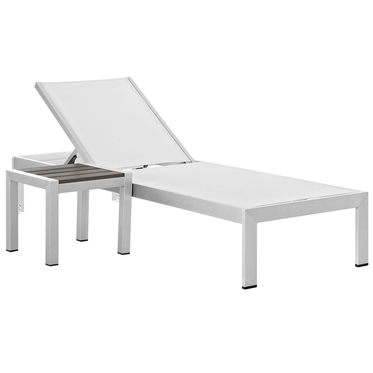 Shore 2 Piece Outdoor Patio Aluminum Set Silver White EEI-2470-SLV-WHI-SET