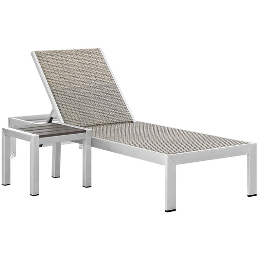 Shore 2 Piece Outdoor Patio Set Silver Gray EEI-2475-SLV-GRY-SET