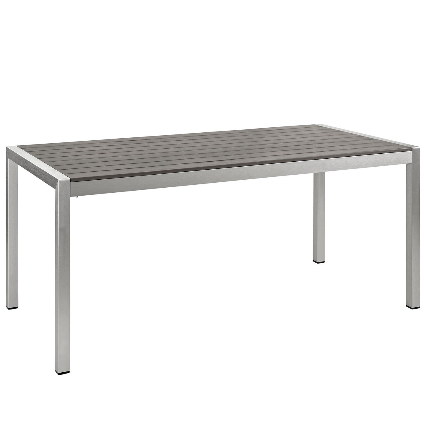 Shore 5 Piece Outdoor Patio Aluminum Dining Set Silver Gray EEI-2481-SLV-GRY-SET