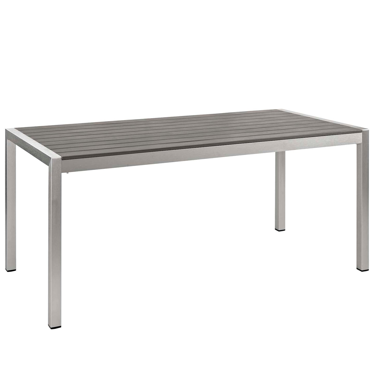 Shore 7 Piece Outdoor Patio Aluminum Dining Set Silver Gray EEI-2484-SLV-GRY-SET