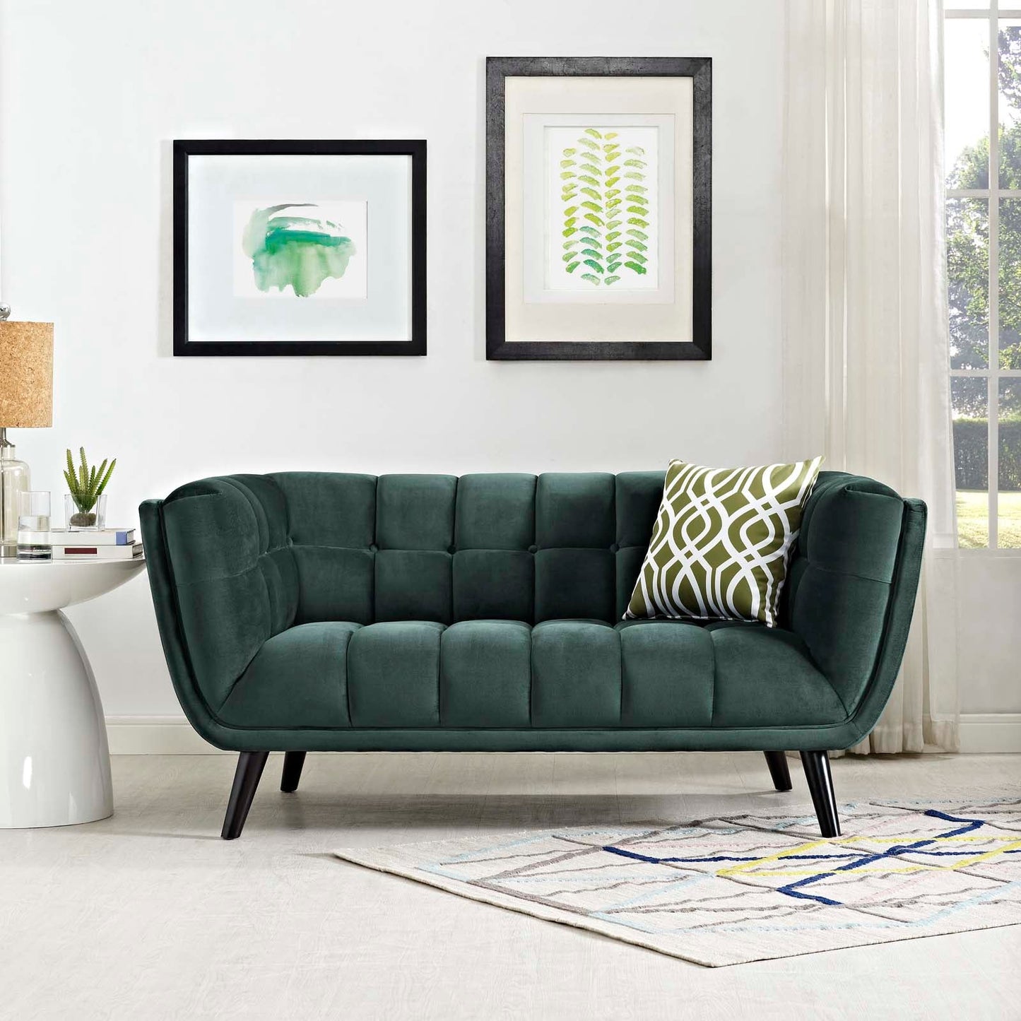 Bestow Performance Velvet Loveseat Green EEI-2535-GRN