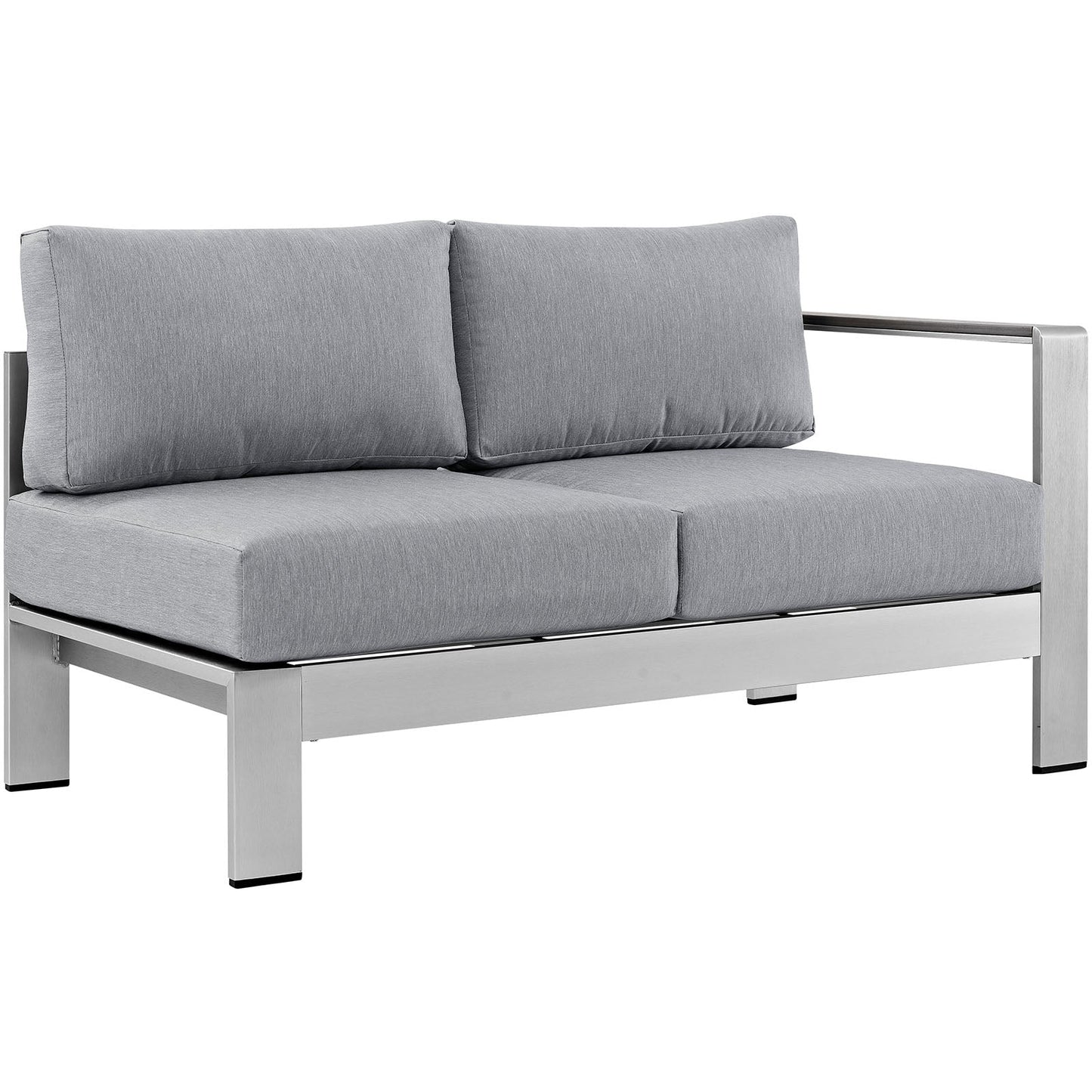 Shore 5 Piece Outdoor Patio Aluminum Sectional Sofa Set Silver Gray EEI-2557-SLV-GRY