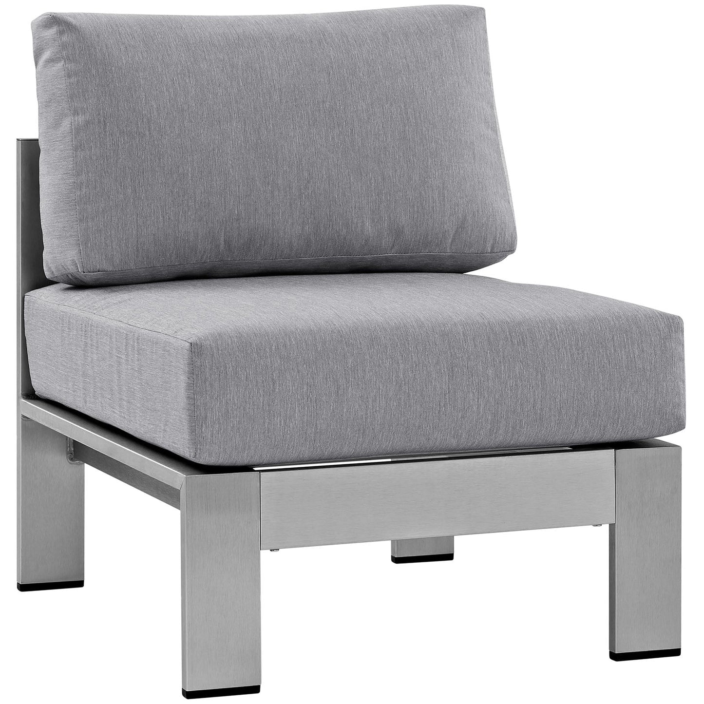 Shore 5 Piece Outdoor Patio Aluminum Sectional Sofa Set Silver Gray EEI-2557-SLV-GRY