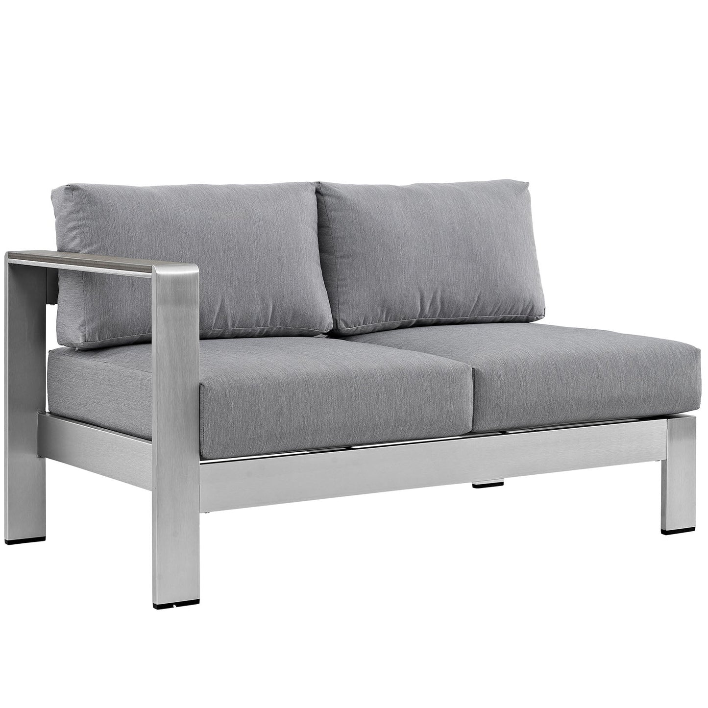 Shore 7 Piece Outdoor Patio Aluminum Sectional Sofa Set Silver Gray EEI-2562-SLV-GRY