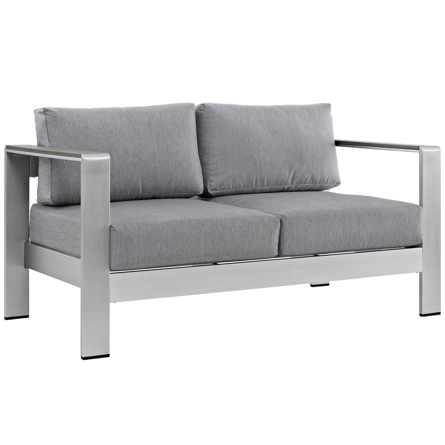 Shore 6 Piece Outdoor Patio Aluminum Sectional Sofa Set Silver Gray EEI-2568-SLV-GRY