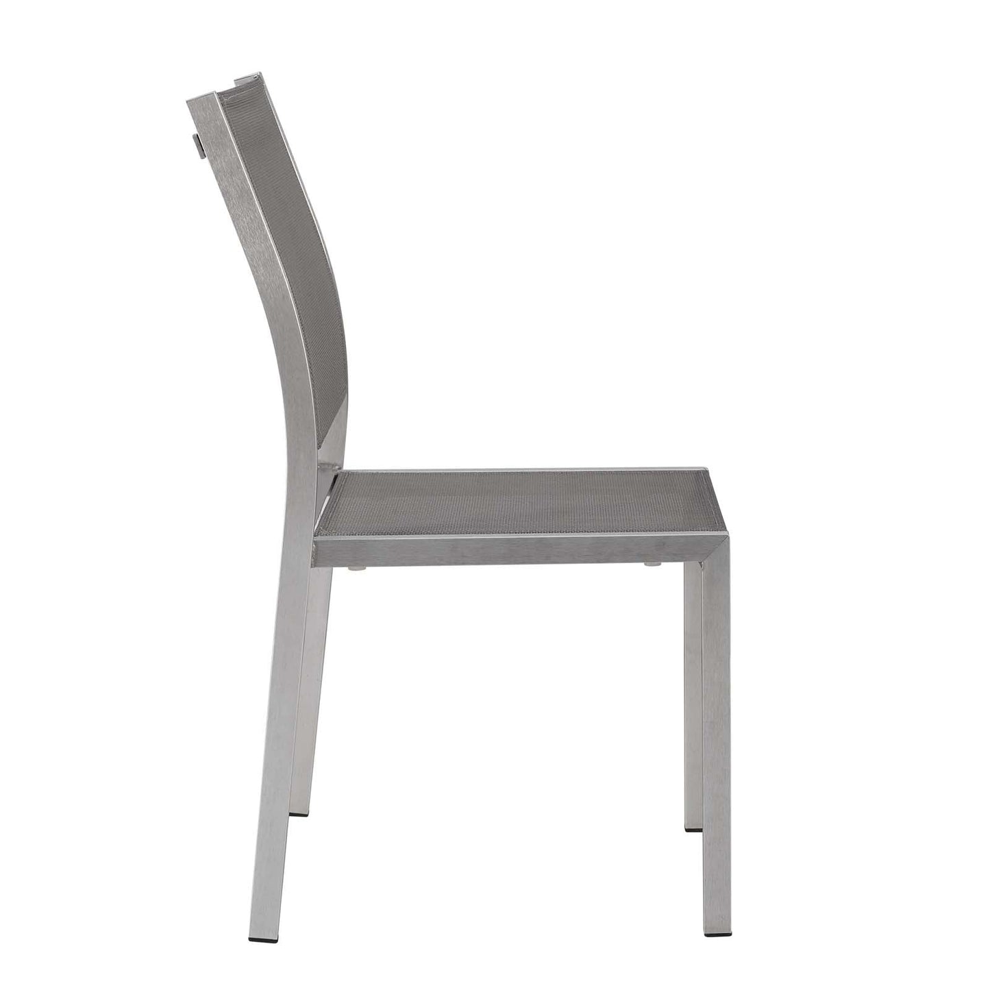 Shore Side Chair Outdoor Patio Aluminum Set of 2 Silver Gray EEI-2585-SLV-GRY-SET