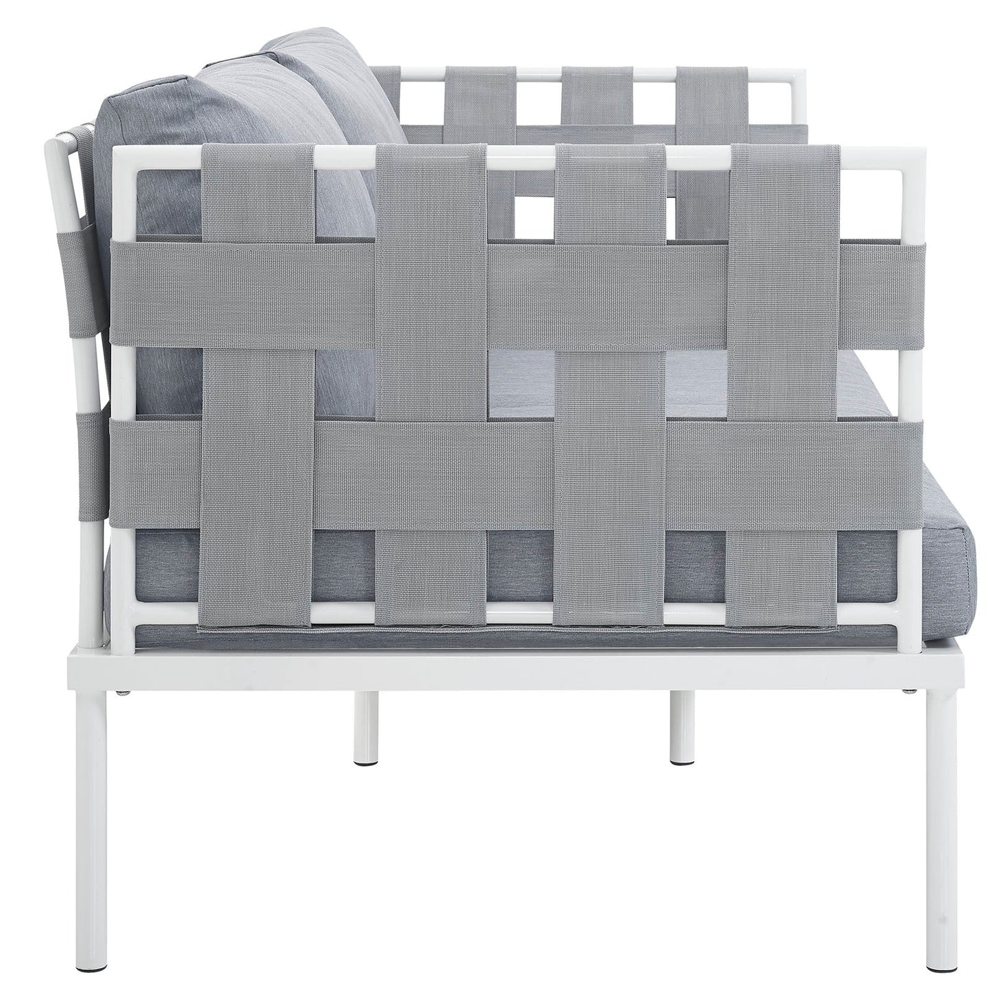 Harmony Outdoor Patio Aluminum Loveseat White Gray EEI-2603-WHI-GRY