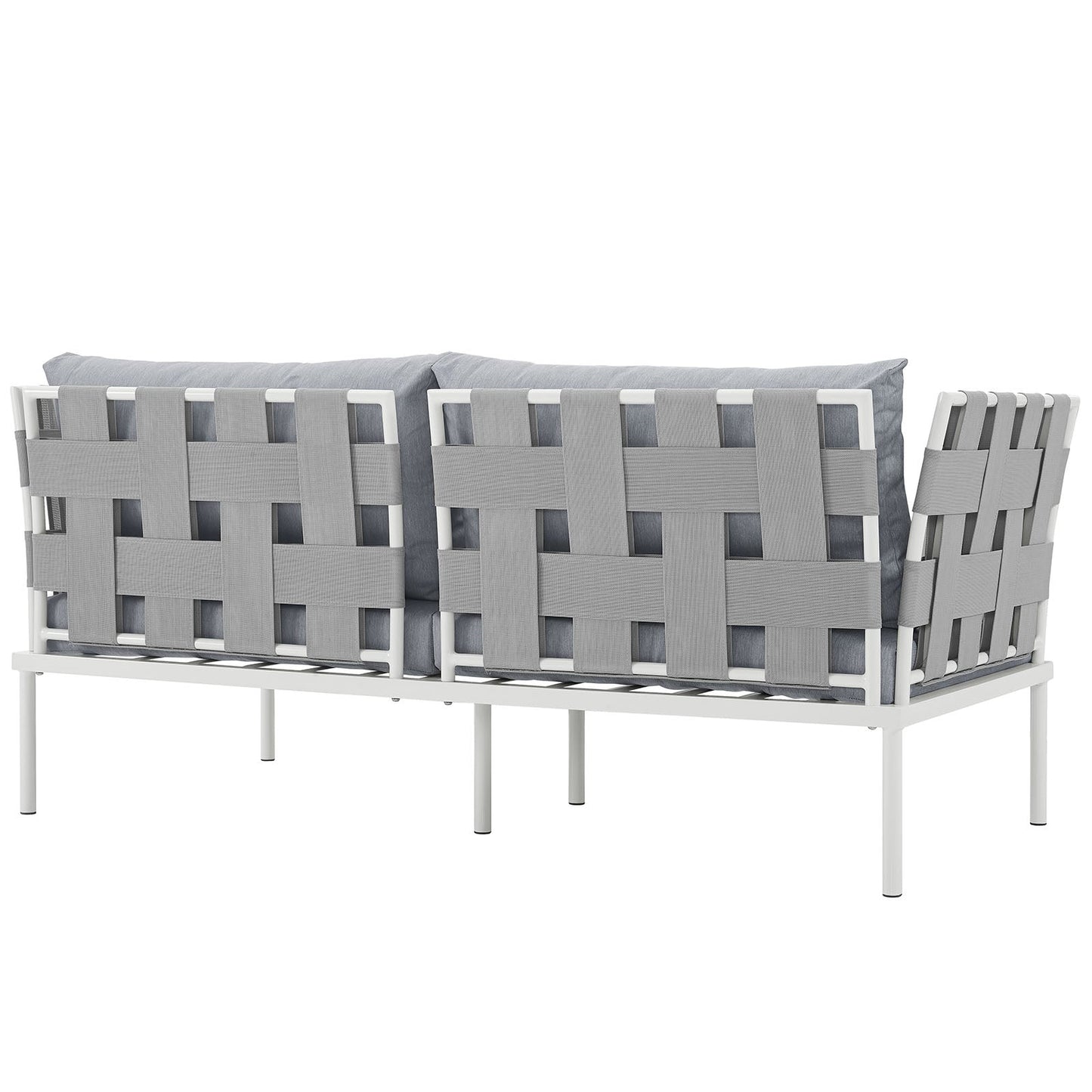 Harmony Outdoor Patio Aluminum Loveseat White Gray EEI-2603-WHI-GRY