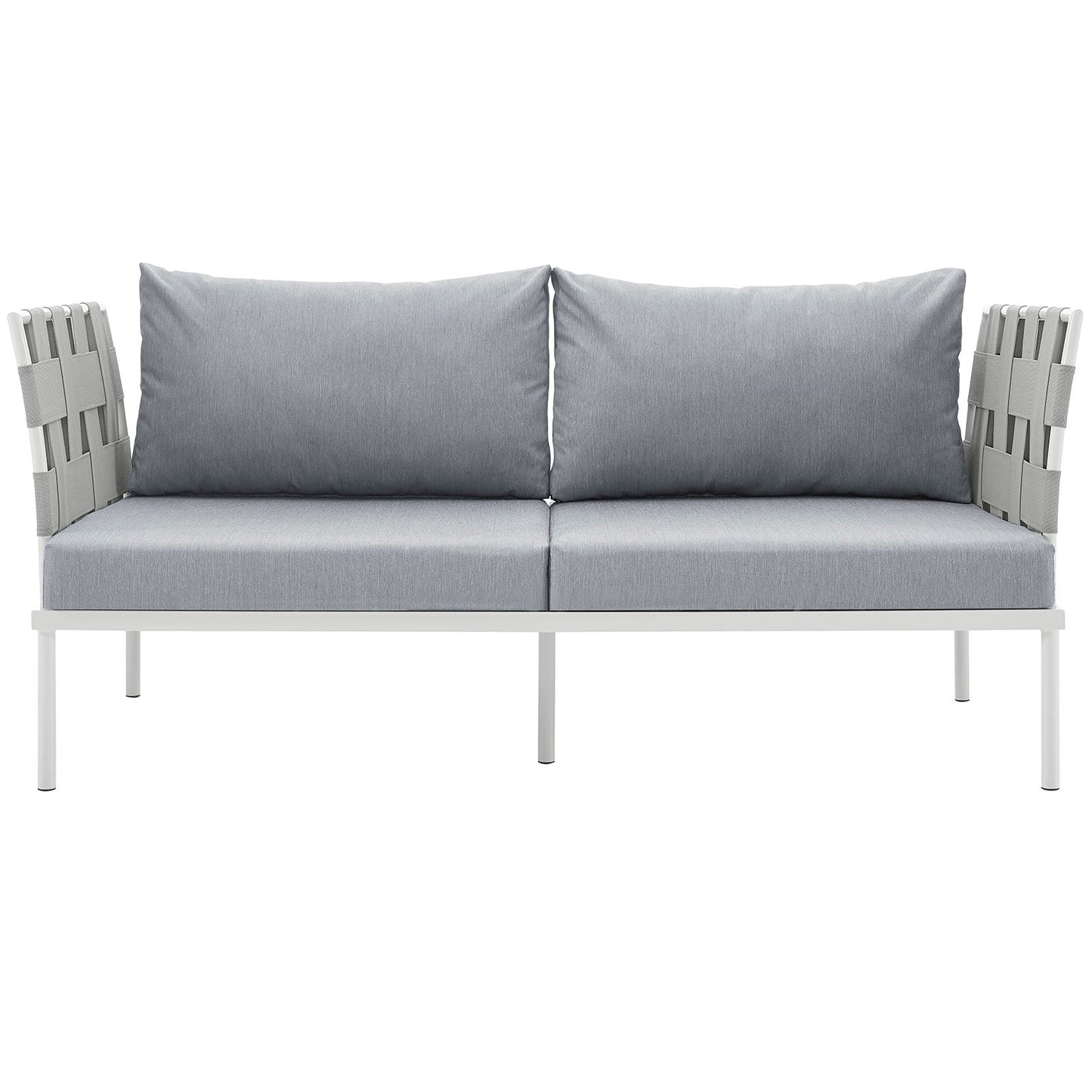 Harmony Outdoor Patio Aluminum Loveseat White Gray EEI-2603-WHI-GRY