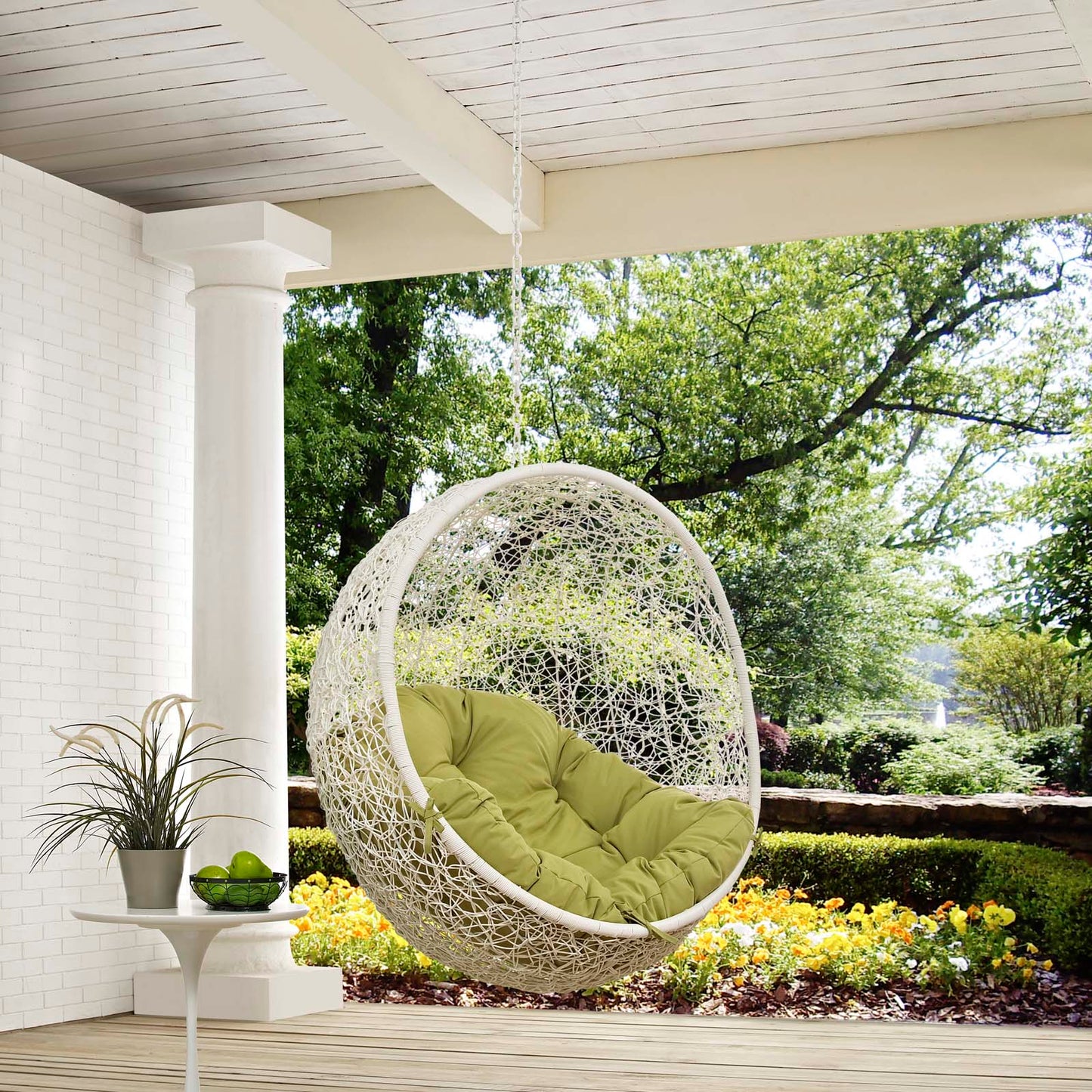 Hide Outdoor Patio Swing Chair Without Stand White Peridot EEI-2654-WHI-PER