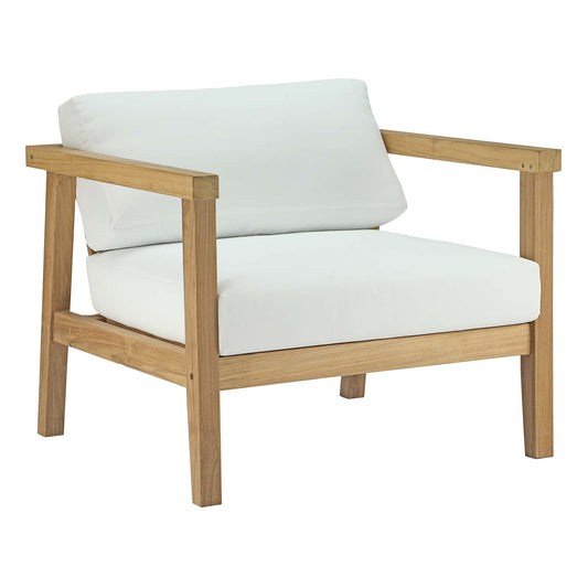 Bayport Outdoor Patio Teak Armchair Natural White EEI-2695-NAT-WHI