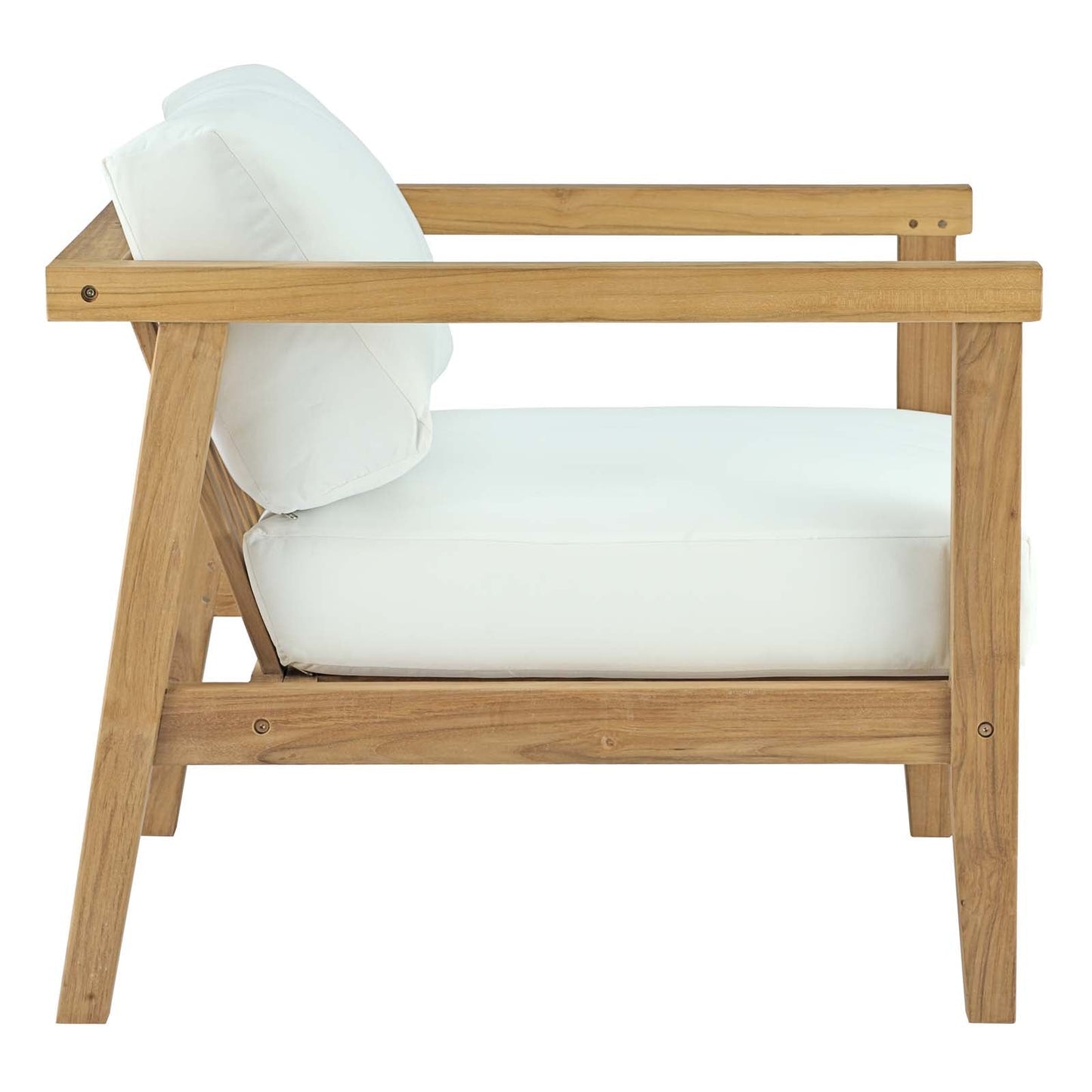 Bayport Outdoor Patio Teak Armchair Natural White EEI-2695-NAT-WHI